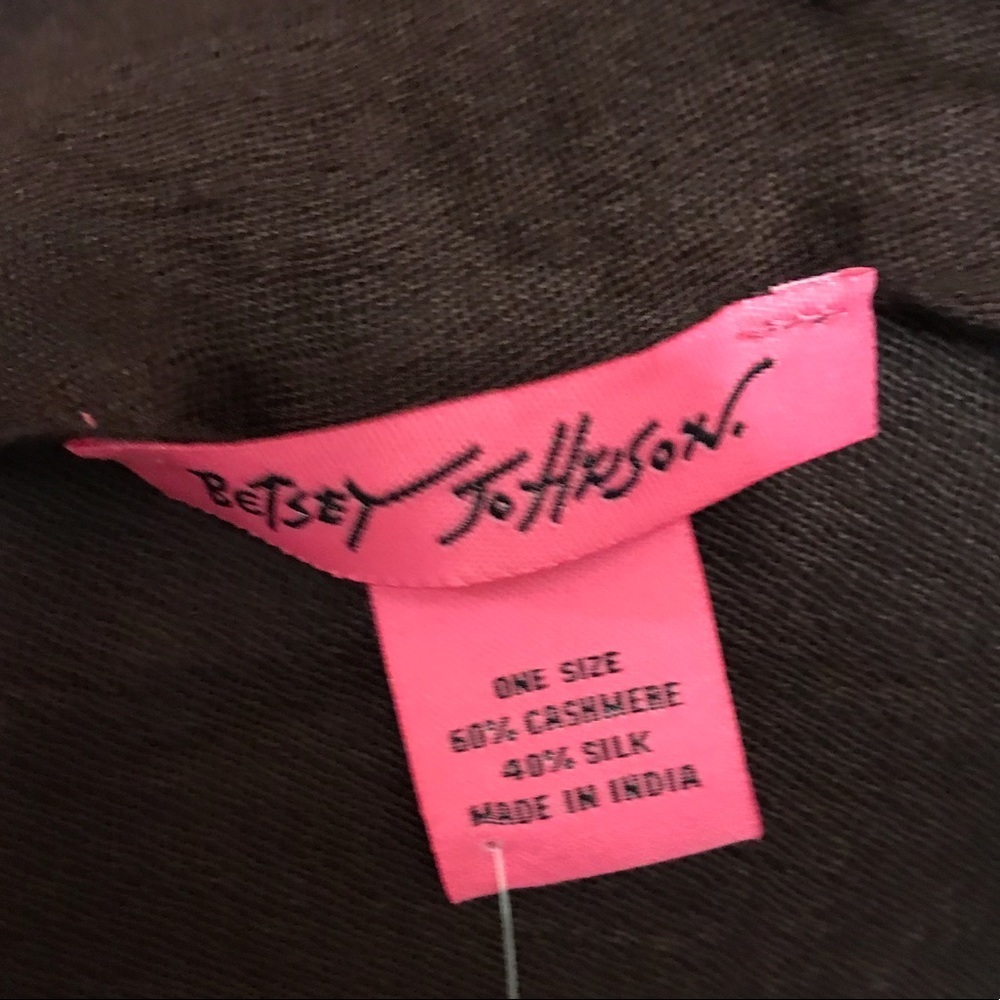 Betsy Johnson NEW Womens Cashmere+Silk Scarf Brown Fringe NWT Luxury - Picture 5 of 8